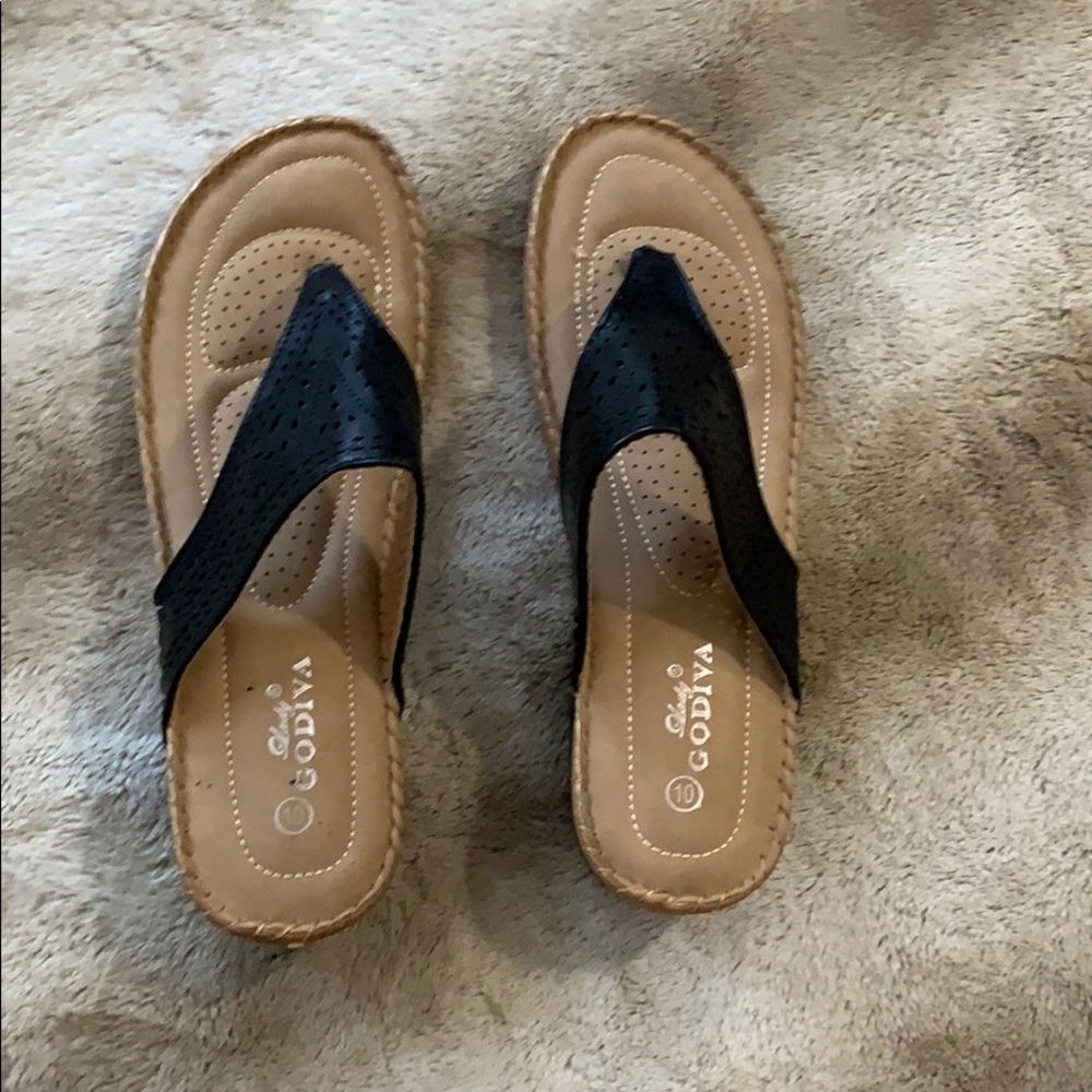 Black and brown sandals